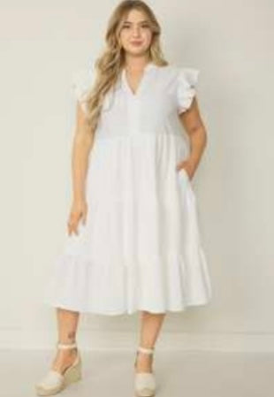 Plus Off White Tiered Dress