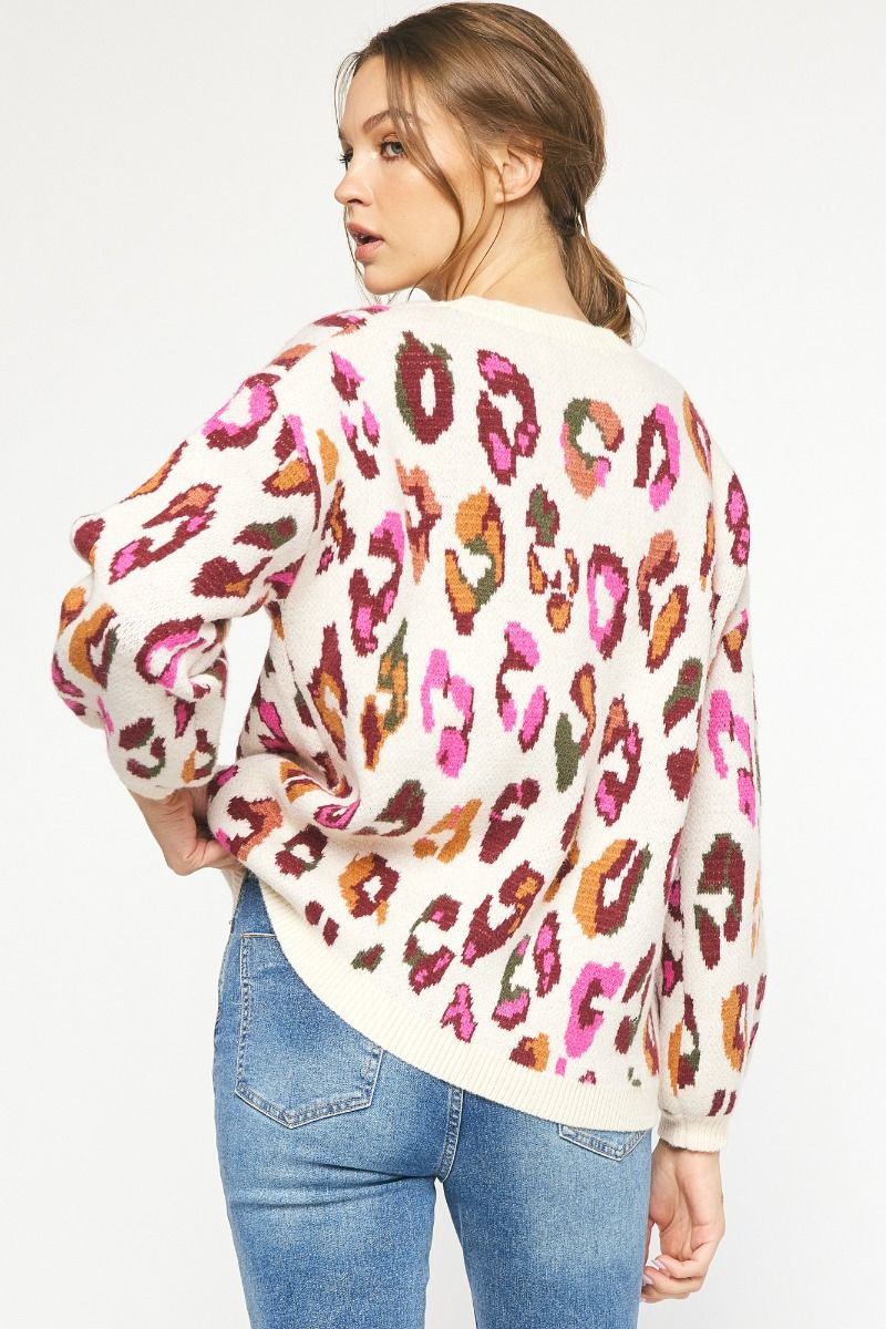Multi-Colored Leopard Print Sweater