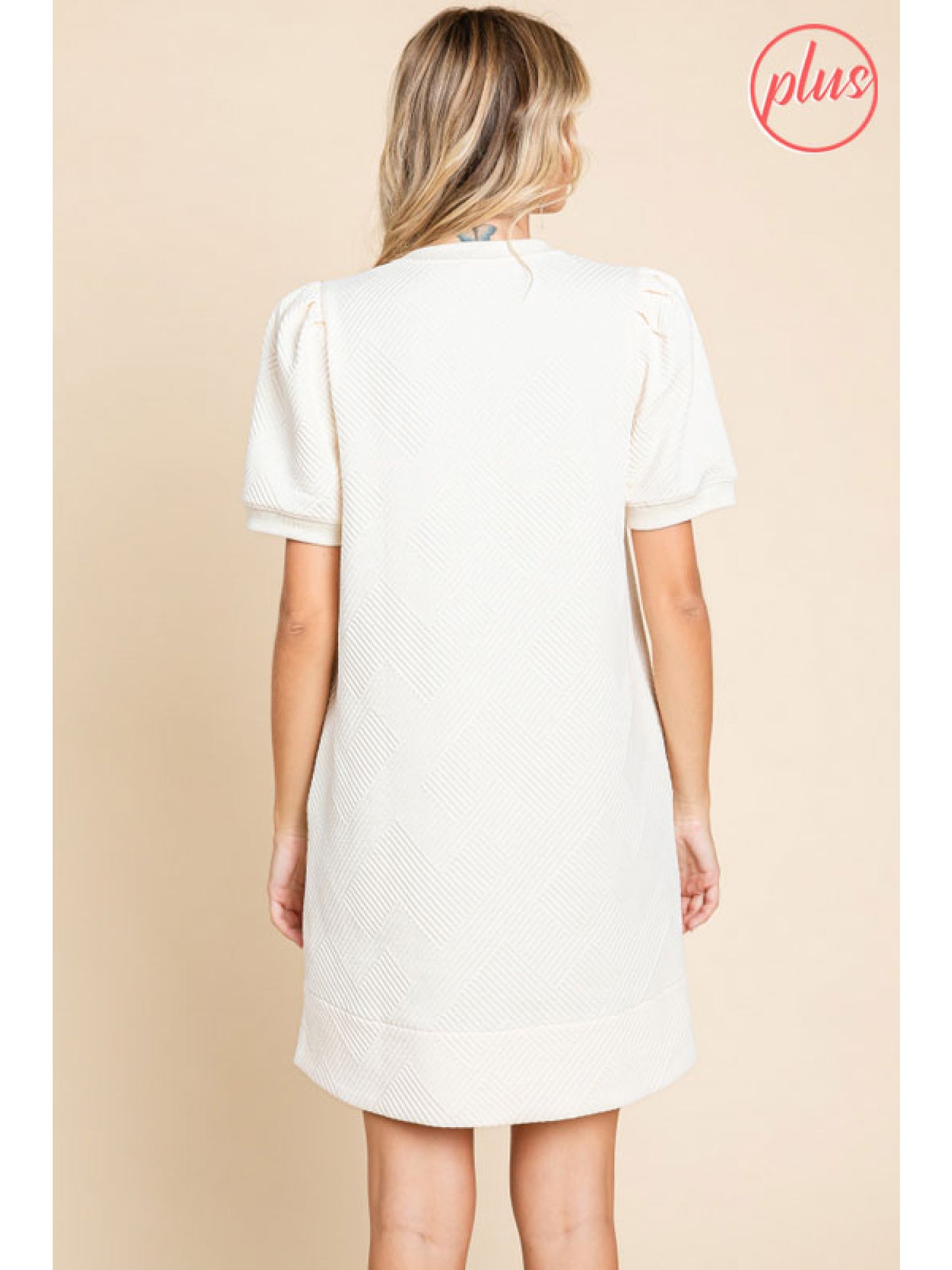Plus White Textured Dress